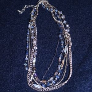 Mulit Strand Gem, bead and Chain 17-20" Necklace